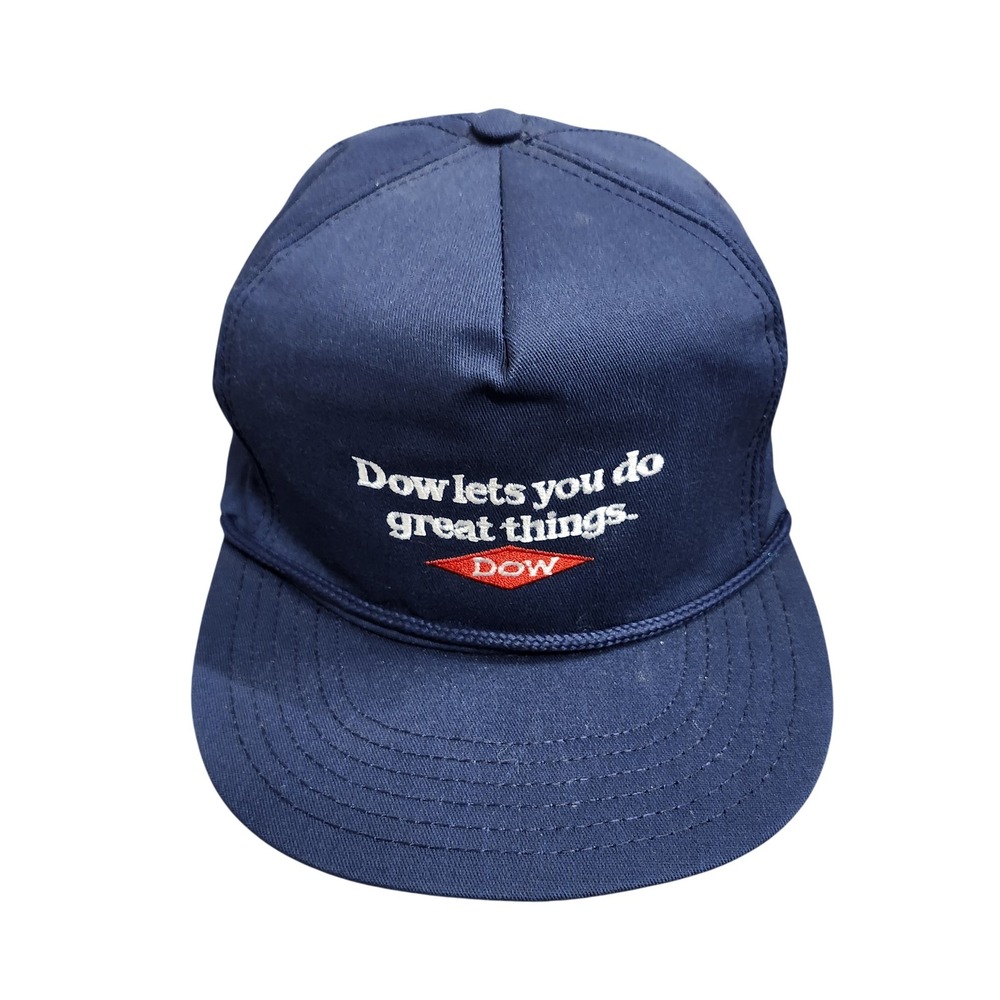 Dow Hat Cap Strap Back Mens One Size Blue Rope Slogan Logo Promo Baseball